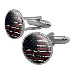 American Gun Flag Silver Cufflink Set
