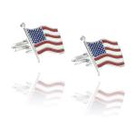 USA Flag Silver Cufflinks for Men