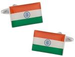 India Flag Silver Cufflinks with Gift Box