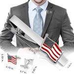 USA Flag Silver Cufflinks for Men