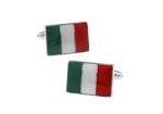 Italian Flag Silver Cufflinks with Gift Box