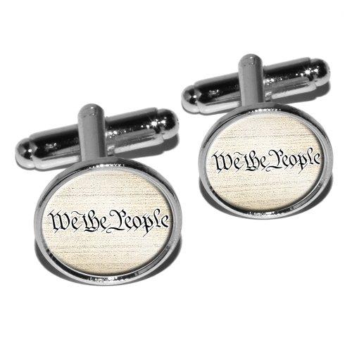 We The People USA Constitution Silver Cufflink Set