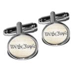 We The People USA Constitution Silver Cufflink Set