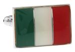 Italian Flag Silver Cufflinks with Gift Box