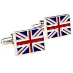 Union Jack Flag Silver Cufflinks for Men