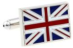 Union Jack Flag Silver Cufflinks for Men