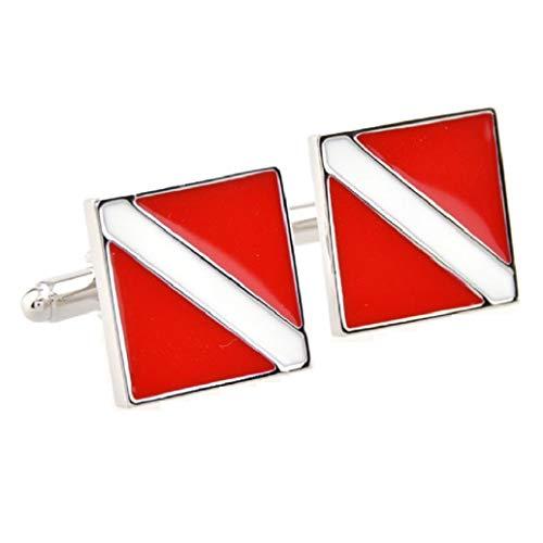 Scuba Diver's Flag Silver Cufflinks with Gift Box