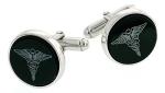 Sterling Silver Onyx Caduceus Doctor Cufflinks
