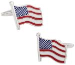 American Flag Silver Cufflinks with Presentation Box