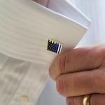 Thin Blue Line American Flag Silver Cufflinks Set