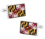 Maryland Flag Silver Cufflinks in Gift Box