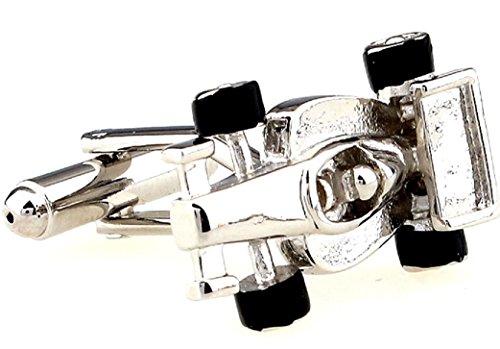 Race Car Formula One Silver Cufflinks Gift Set