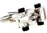 Race Car Formula One Silver Cufflinks Gift Set