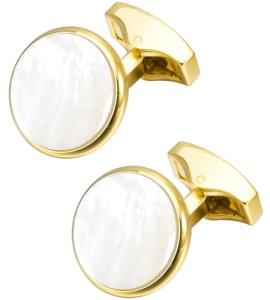 Jonwo Silver and Gold Mother of Pearl Cufflinks