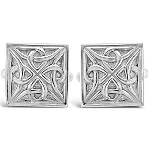 Sterling Silver Celtic Trinity Square Cufflinks