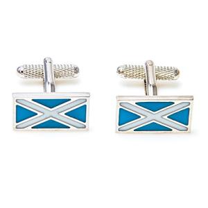 Scotland Flag Silver Cufflinks with Gift Box
