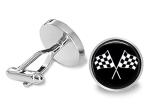 Checkered Flag Silver Cufflinks