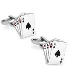 Silver Poker Card Cufflinks for Men