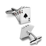 Silver Poker Card Cufflinks for Men