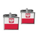 Poland Flag Silver Square Cufflink Set