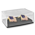 USA Flag Silver Cufflinks and Lapel Pin Set