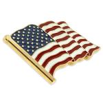 USA Flag Silver Cufflinks and Lapel Pin Set