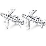 Honey Bear Airplane Silver Cufflinks for Men