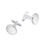 Jonwo Silver Round Mother of Pearl Cufflinks