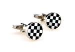 Mother of Pearl Black and White Check Cufflinks