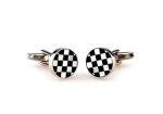 Mother of Pearl Black and White Check Cufflinks