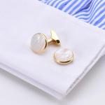 Elegant Silver and Gold Plated Mother of Pearl Cufflinks
