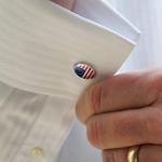 Rustic Betsy Ross American Flag Silver Cufflinks