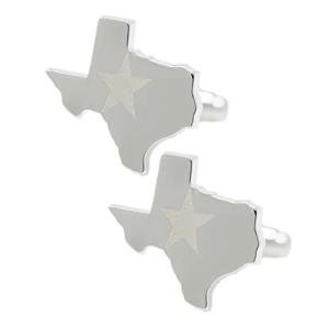 Texas Map Silver Cufflinks with Flag Design