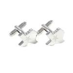 Texas Map Silver Cufflinks with Flag Design
