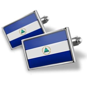 Nicaragua Flag Silver Cufflinks by NEONBLOND