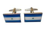 Nicaragua Flag Silver Cufflinks by Kiola Designs