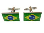 Brazil Flag Silver Cufflinks by Kiola Designs