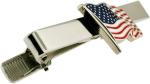 Silver Patriotic American Flag Cufflink and Tie Clip