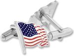 Silver Patriotic American Flag Cufflink and Tie Clip