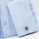 Stylish Black & Purple Knot Silver Cufflinks