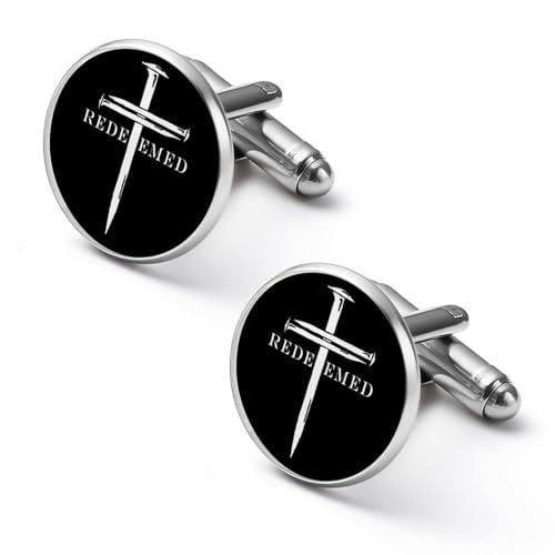 Jesus Christ Cross Nails Silver Cufflinks for Men