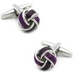 Stylish Black & Purple Knot Silver Cufflinks