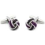 Stylish Black & Purple Knot Silver Cufflinks