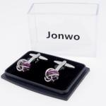 Stylish Black & Purple Knot Silver Cufflinks