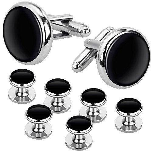 Rovtop Silver Cufflinks and Studs Set for Men