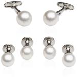 Men's Silver Cufflinks and Studs with Pearl