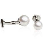 Men's Silver Cufflinks and Studs with Pearl