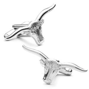 Longhorn Steer Silver Cufflinks by Cufflinks Inc