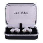 Men's Silver Cufflinks and Studs with Pearl