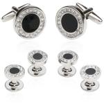 Black Onyx Silver Cufflinks and Studs Gift Set